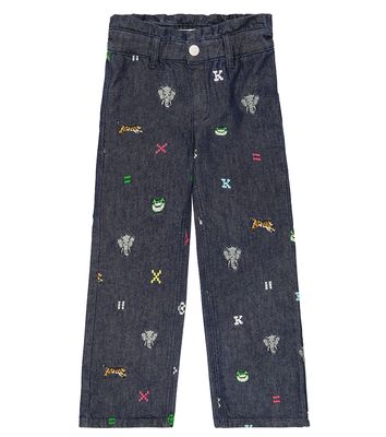 Kenzo Kids Jungle Game embroidered jeans