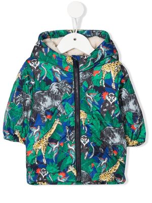 Kenzo Kids Jungle-print padded puffer jacket - Blue