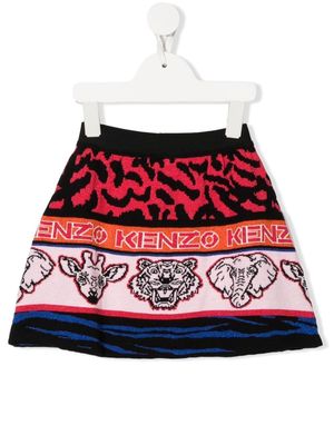 Kenzo Kids knitted jacquard A-line skirt - Pink