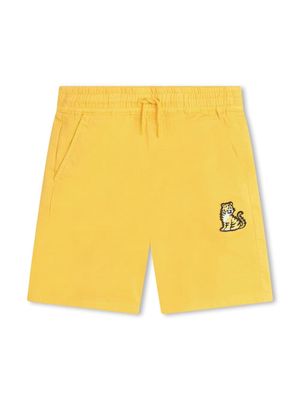 Kenzo Kids Kotora-embroidered drawstring track shorts - Yellow