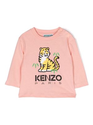 Kenzo Kids Kotora long-sleeve cotton T-shirt - Pink
