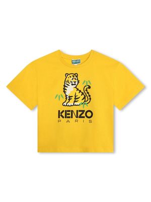 Kenzo Kids Kotora tiger-print organic cotton T-shirt - Yellow