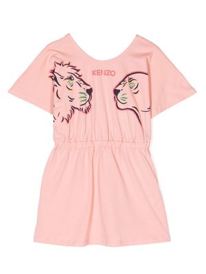 Kenzo Kids lion head-motif cotton dress - Pink