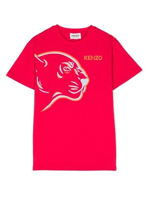 Kenzo Kids lion head-motif cotton T-Shirt - Pink