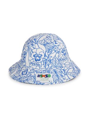 Kenzo Kids logo-appliqué cotton bucket hat - White