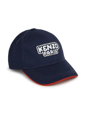 Kenzo Kids logo-appliqué cotton cap - Blue