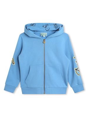 Kenzo Kids logo-appliqué cotton hoodie - Blue