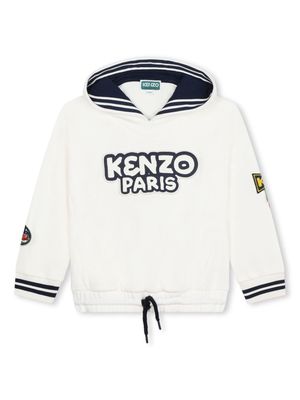 Kenzo Kids logo-appliqué cotton hoodie - White