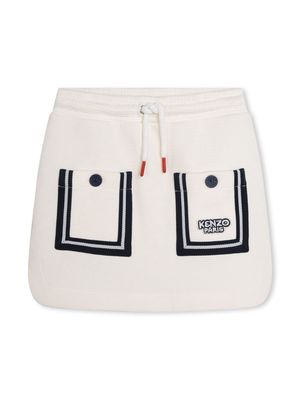 Kenzo Kids logo-appliqué cotton miniskirt - Neutrals