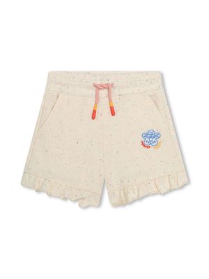 Kenzo Kids logo-appliqué cotton shorts - Neutrals