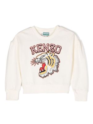 Kenzo Kids logo-appliqué cotton sweatshirt - Neutrals