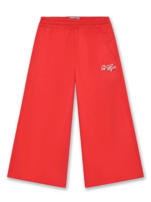 Kenzo Kids logo-appliqué cotton wide-leg trousers - Red