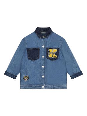 Kenzo Kids logo-appliqué denim shirt jacket - Blue