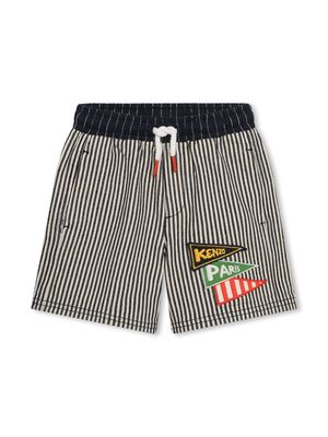 Kenzo Kids logo-appliqué striped cotton shorts - Blue