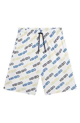 KENZO Kids' Logo Cotton Piqué Shorts in 10P-White
