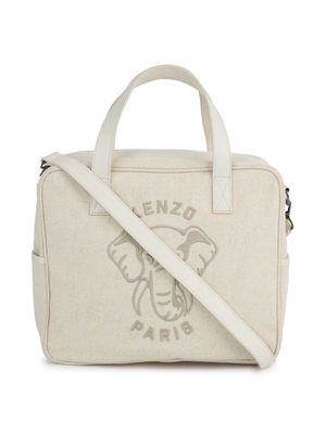 Kenzo Kids logo-embroidered canvas changing bag - Neutrals