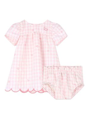 Kenzo Kids logo-embroidered check-pattern cotton dress set - Pink