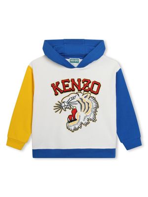 Kenzo Kids logo-embroidered colour-block hoodie - Neutrals