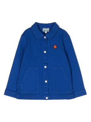Kenzo Kids logo-embroidered cotton jacket - Blue