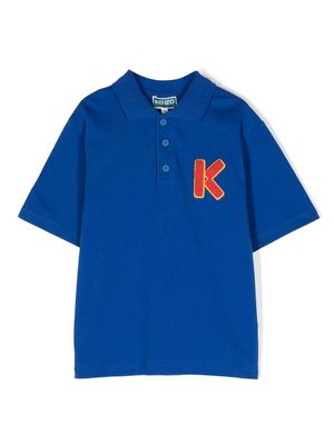 Kenzo Kids logo-embroidered cotton polo shirt - Blue