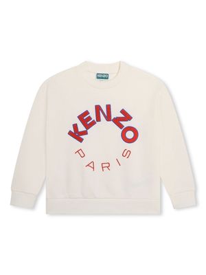 Kenzo Kids logo-embroidered cotton sweatshirt - Neutrals