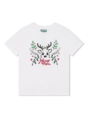 Kenzo Kids logo-embroidered cotton T-shirt - Neutrals