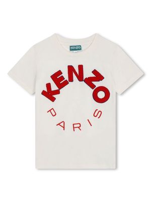 Kenzo Kids logo-embroidered cotton T-shirt - White