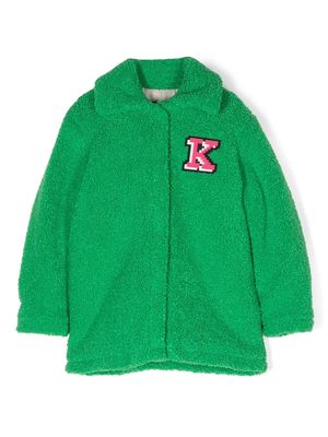 Kenzo Kids logo-embroidered fleece coat - Green