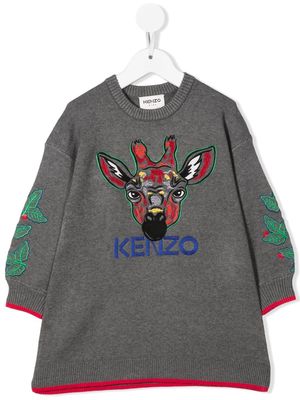 Kenzo Kids logo-embroidered jumper dress - Grey