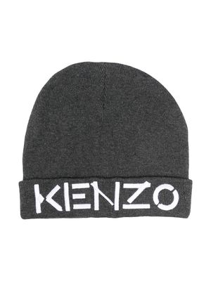 Kenzo Kids logo-embroidered knit beanie - Grey
