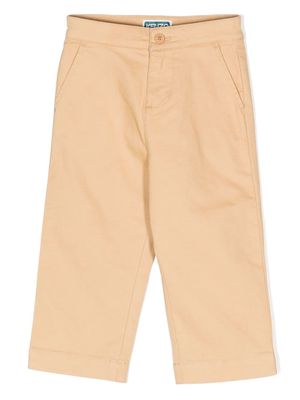 Kenzo Kids logo-embroidered straight-leg trousers - Brown
