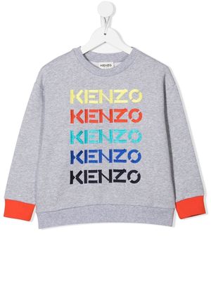 Kenzo Kids logo-embroidered sweatshirt - Grey