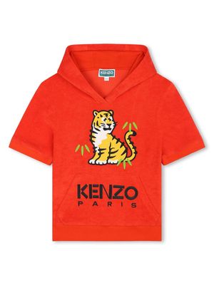 Kenzo Kids logo-embroidered towelling-finish hoodie