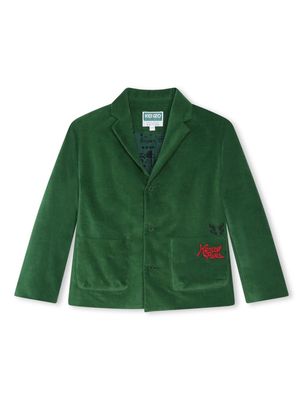 Kenzo Kids logo-embroidered velvet jacket - Green