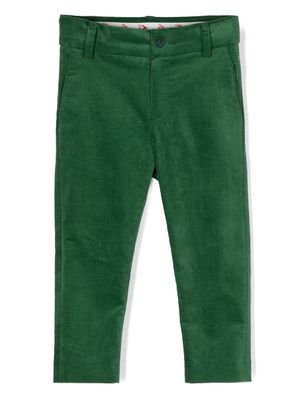 Kenzo Kids logo-embroidered velvet trousers - Green