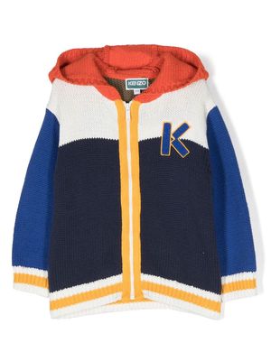 Kenzo Kids logo-embroidered zip-up cardigan - Blue