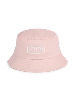 Kenzo Kids logo-embroidery cotton bucket hat - Pink