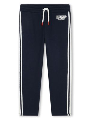 Kenzo Kids logo-patch checked trousers - Blue
