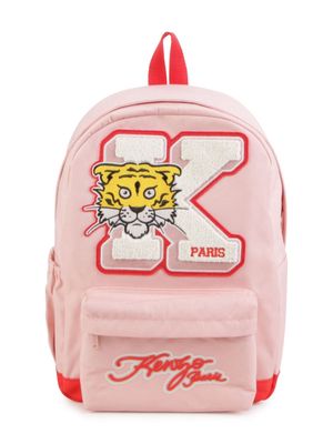 Kenzo Kids logo-patch colour-block backpack - Pink