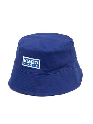 Kenzo Kids logo-patch cotton bucket hat - Blue