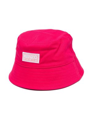 Kenzo Kids logo-patch cotton bucket hat - Pink