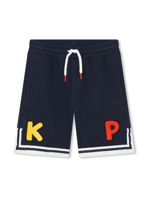 Kenzo Kids logo-patch cotton shorts - Blue