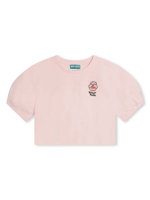 Kenzo Kids logo-patch cotton T-shirt - Pink