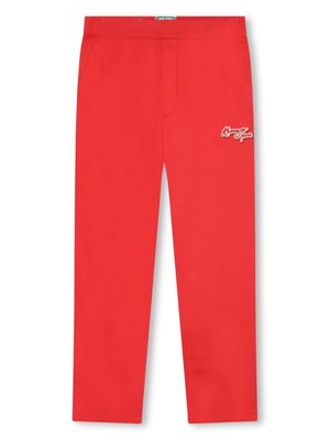 Kenzo Kids logo-patch cotton track pants - Red