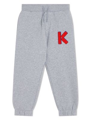 Kenzo Kids logo-patch drawstring track pants - Grey