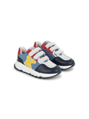 Kenzo Kids logo-patch leather sneakers - Blue