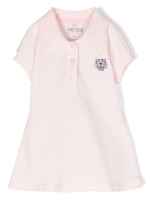 Kenzo Kids logo-patch polo shirt dress - Pink