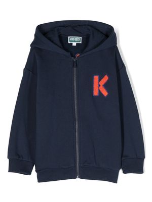 Kenzo Kids logo-patch zip-up jacket - Blue