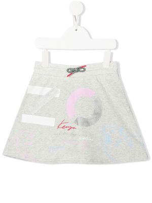 Kenzo Kids logo-print A-line skirt - Grey