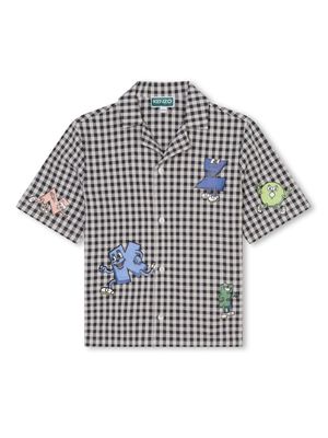 Kenzo Kids logo-print check shirt - Neutrals